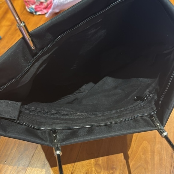 Guess Black Nylon Canvas Silver Tone Handles Handbag Small Tote Purse Y2K 90s - Picture 6 of 11